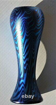 10 DURAND Glass King Tut Pattern Blue and Purple Vase