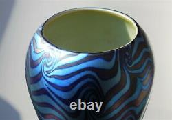 10 DURAND Glass King Tut Pattern Blue and Purple Vase