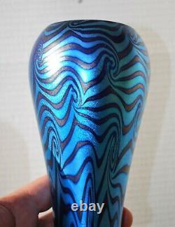 10 DURAND Glass King Tut Pattern Blue and Purple Vase