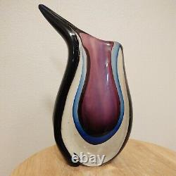 10 Sommerso Purple Blue WithClear Murano Art Glass Vase