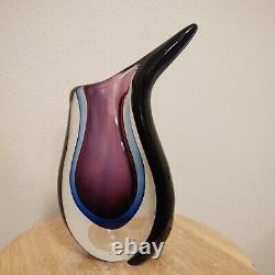 10 Sommerso Purple Blue WithClear Murano Art Glass Vase