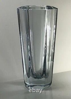 10 Stromberg Sweden Glass Crystal Mid Century ModernIce Blue Vase Signed