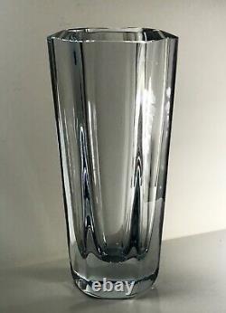 10 Stromberg Sweden Glass Crystal Mid Century ModernIce Blue Vase Signed