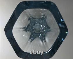 10 Stromberg Sweden Glass Crystal Mid Century ModernIce Blue Vase Signed