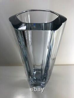 10 Stromberg Sweden Glass Crystal Mid Century ModernIce Blue Vase Signed