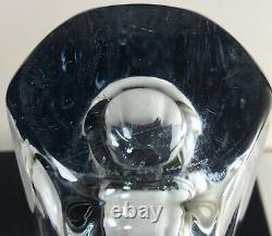 10 Stromberg Sweden Glass Crystal Mid Century ModernIce Blue Vase Signed