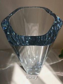 10 Stromberg Sweden Glass Crystal Mid Century ModernIce Blue Vase Signed