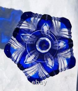 11 Caesar Crystal Bohemian Czech Cobalt Blue/Clear Lead Crystal Vase