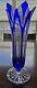 11 Caesar Crystal Bohemian Czech Cobalt Blue/Clear Lead Crystal Vase Stunning