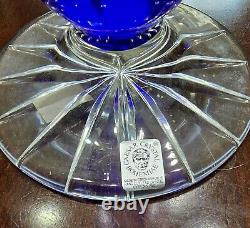 11 Caesar Crystal Bohemian Czech Cobalt Blue/Clear Lead Crystal Vase Stunning