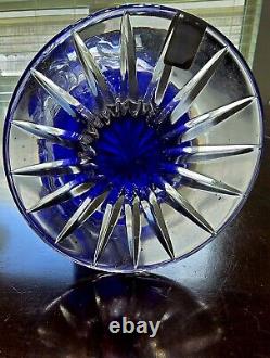 11 Caesar Crystal Bohemian Czech Cobalt Blue/Clear Lead Crystal Vase Stunning