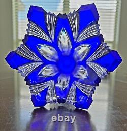 11 Caesar Crystal Bohemian Czech Cobalt Blue/Clear Lead Crystal Vase Stunning