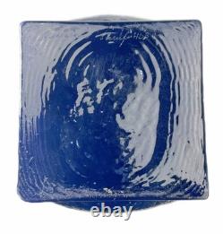 11 Cobalt Blue Art Glass Vase Signed Lars Hellsten for Skruf MCM 3 Owls Sweden