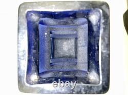 11 Cobalt Blue Art Glass Vase Signed Lars Hellsten for Skruf MCM 3 Owls Sweden