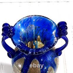 12.5 AVEM Murano Vase Art Glass Urn Cobalt Blue Millefiori Filligrana Zanfirico