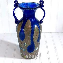 12.5 AVEM Murano Vase Art Glass Urn Cobalt Blue Millefiori Filligrana Zanfirico
