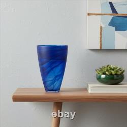 12 Blue Abstract Swirl Glass Tapered Table Vase