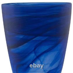 12 Blue Abstract Swirl Glass Tapered Table Vase