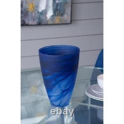 12 Blue Abstract Swirl Glass Tapered Table Vase