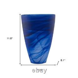 12 Blue Abstract Swirl Glass Tapered Table Vase