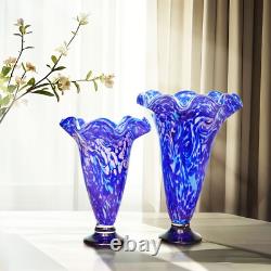 12 Tall Hand Blown Cobalt Blue Confetti Art Glass Flower Vase