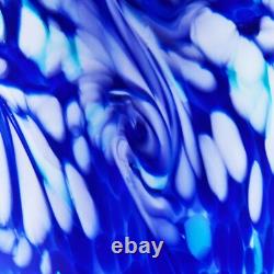 12 Tall Hand Blown Cobalt Blue Confetti Art Glass Flower Vase