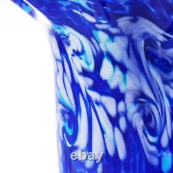 12 Tall Hand Blown Cobalt Blue Confetti Art Glass Flower Vase
