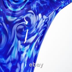 12 Tall Hand Blown Cobalt Blue Confetti Art Glass Flower Vase