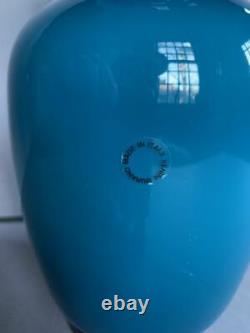 12 Venini Murano Italy cased blue & white art glass vase 2002 signed