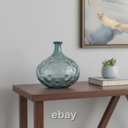 13 Light Blue Hammered Glass Table Vase