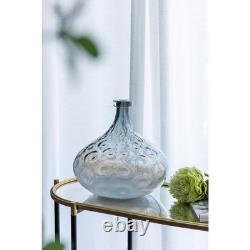 13 Light Blue Hammered Glass Table Vase