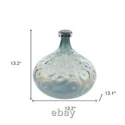 13 Light Blue Hammered Glass Table Vase