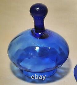 14 1/2 apothecary jar italian optic cobalt blue vtg empoli mcm art glass candy
