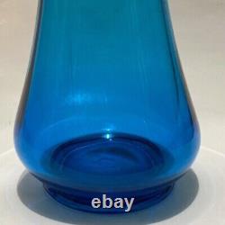 14.5 Mid-Century Blue Glass Swung Vase