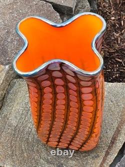 14.5 Reptilian Bag Vase by Tucson Glass Artist Tom Philabaum