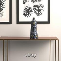 14 Blue And Gold Abstract Bud Glass Table Vase