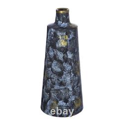 14 Blue And Gold Abstract Bud Glass Table Vase