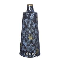 14 Blue And Gold Abstract Bud Glass Table Vase