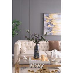 14 Blue And Gold Abstract Bud Glass Table Vase