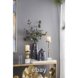 14 Blue And Gold Abstract Bud Glass Table Vase