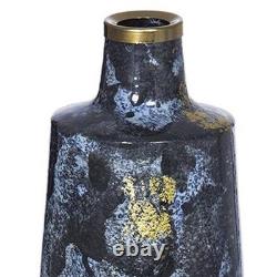 14 Blue And Gold Abstract Bud Glass Table Vase