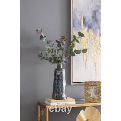 14 Blue And Gold Abstract Bud Glass Table Vase