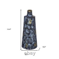 14 Blue And Gold Abstract Bud Glass Table Vase