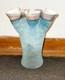 14 Murano Glass Vase Italy Sea Blue Ruffled Striped Top Tosi Cenedese Signed