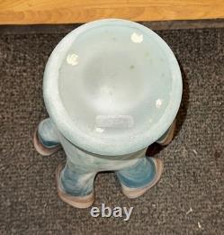 14 Murano Glass Vase Italy Sea Blue Ruffled Striped Top Tosi Cenedese Signed