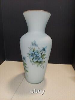 14 Norleans Italy Handpainted Cameo Glass Light Blue With Blue Fliwers Vase