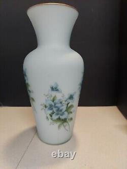 14 Norleans Italy Handpainted Cameo Glass Light Blue With Blue Fliwers Vase