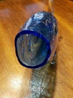 15 Large Blenko Blue Crackle Glass Fish Whale MCM Mid Century Modern W. VA. USA