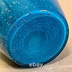 16 Aqua Blue Murano Glass Bottle Vase Handblown Art Glass 9 Diameter