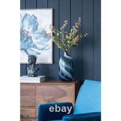 16 Blue And White Striped Swirl Art Glass Table Vase